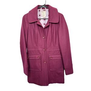Tulle Anthropologie Pea Coat Women’s Sz S Retro 60s Wool Blend Burgundy Jacket